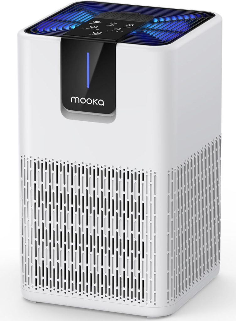 MOOKA Air Purifiers for Bedroom Home Up to 1250 Ft², HEPA+Activated Carbon