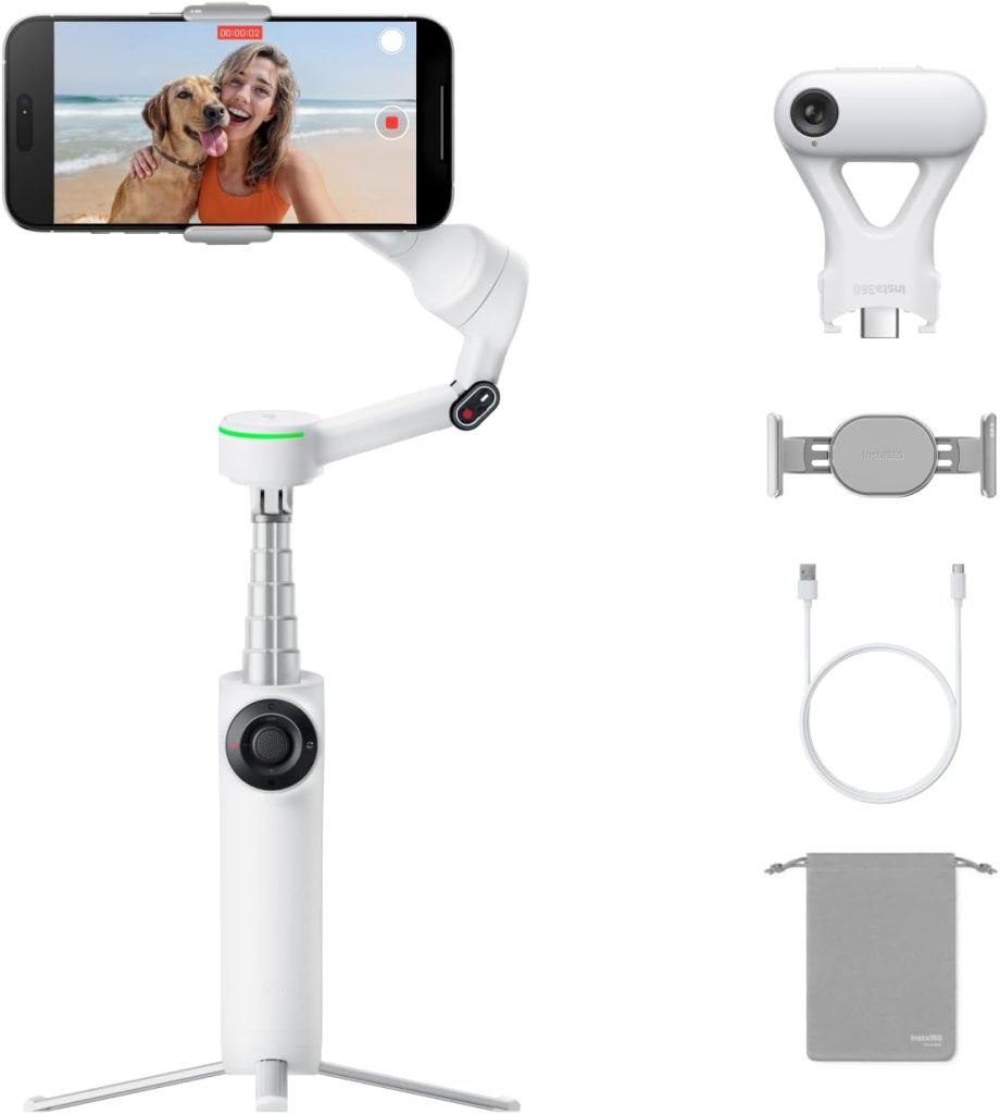 Insta360 Flow 2 Pro AI Tracker Bundle White, Gimbal for iPhone/Android