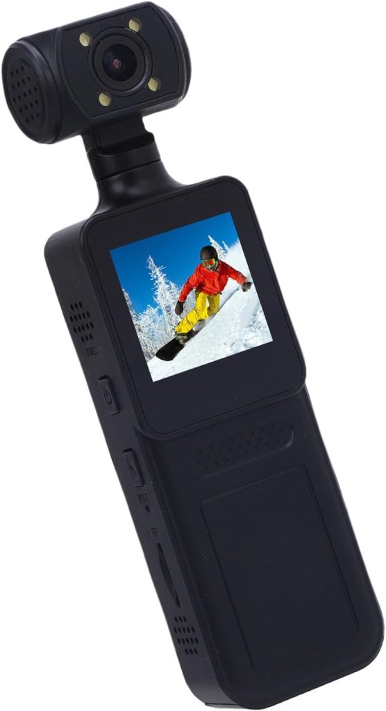 Garsent Handheld Action Camera, HD WiFi Action Camera with LED Light, 180° Rotatable Enabled Tiny Camcorder for Filming Travel Vlog Video, Outdoor Sport, Personal Civilians