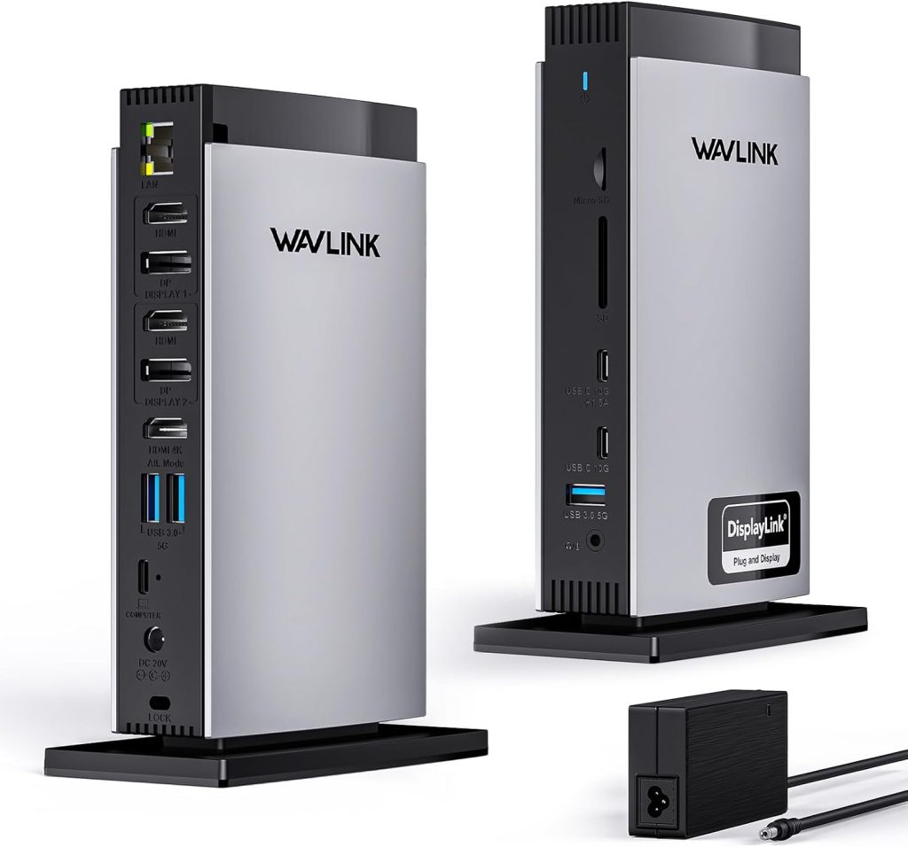 WAVLINK Displaylink Docking Station Triple Display 4K+Dual 2K, 3 HDMI, 2DP