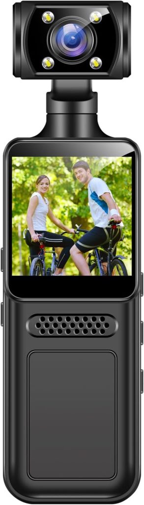 XUMIUZIY Handheld Action Camera, 4K HD WiFi Sports Camera with 180° Rotating Lens, 1.3 Inch HD Screen, 135° Ultra Wide, LED Flashlight, APP Control, Poc ket Camcorder for Travel
