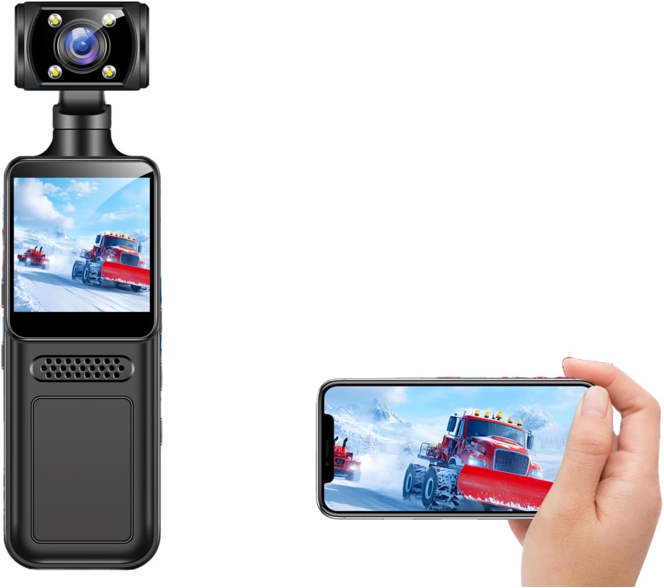 Tosuny 4K 40MP WiFi Action Camera, Handheld Video Camcorder with 1.3" HD Screen, 180° Rotating Lens, 135° Ultra Wide, APP Control, Vlogging Camera for Outdoor Sports Travel