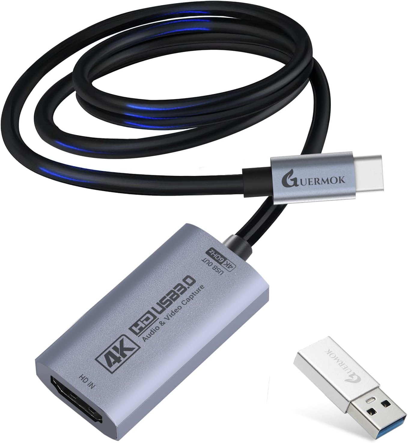 4K@60FPS Video Capture Card, 90° USBC Cable, 3.3ft USB 3.0 Capture