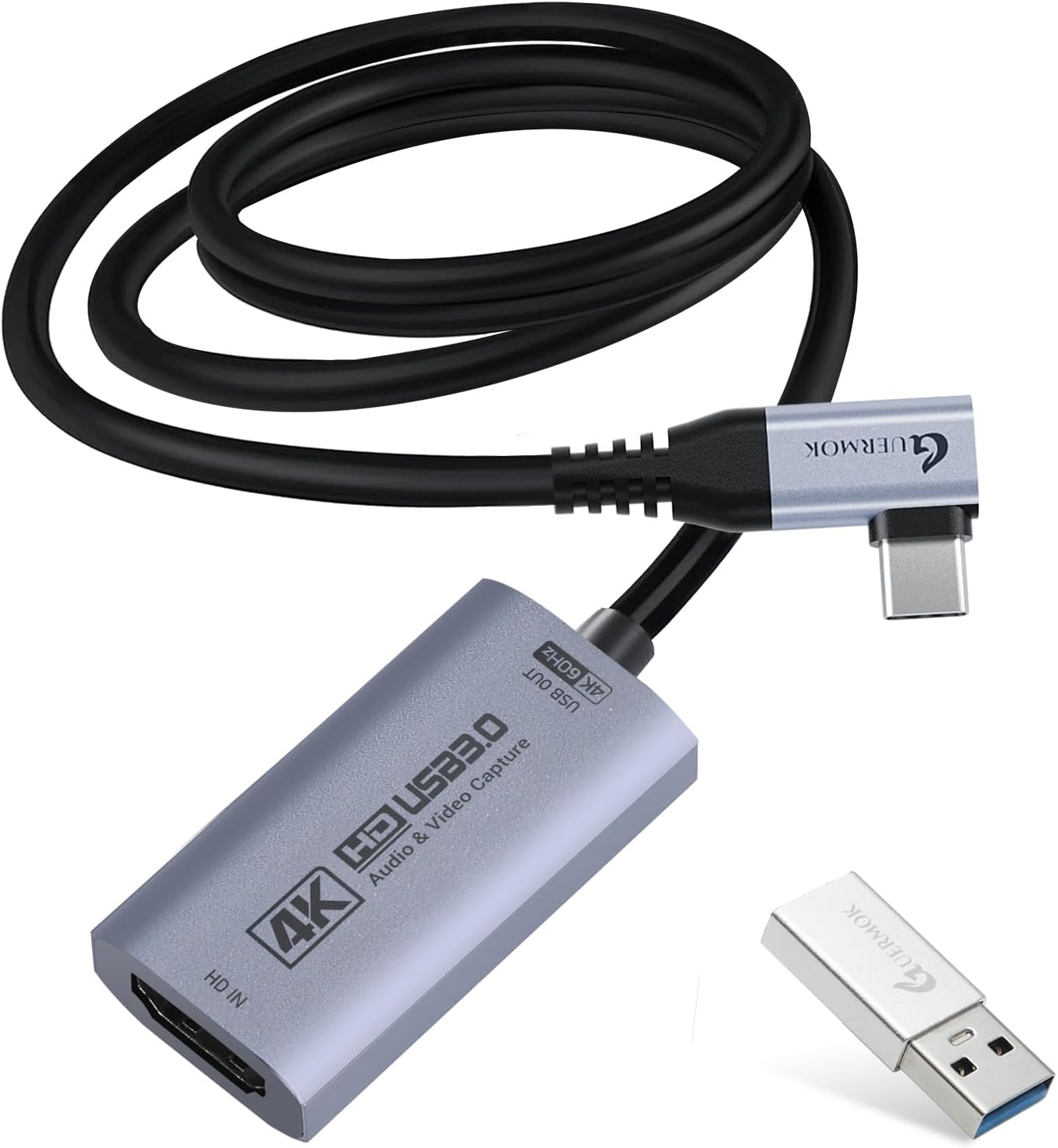4K@60FPS Video Capture Card, 90° USBC Cable, 3.3ft USB 3.0 Capture
