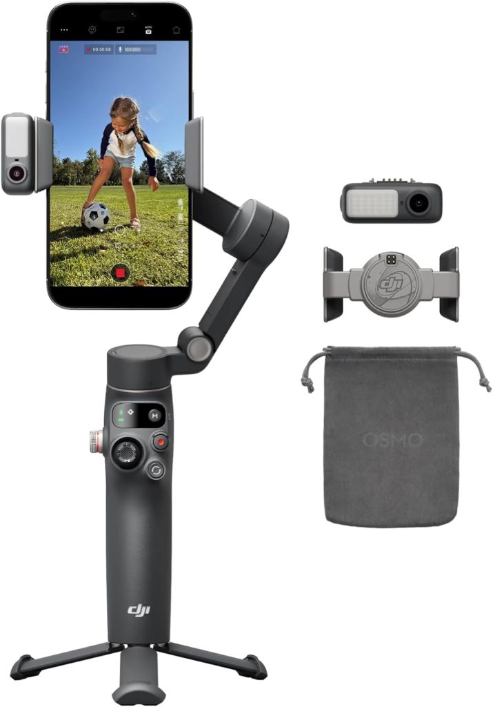 DJI Osmo Mobile 8 Advanced Tracking Combo Gimbal Stabilizer for Phone, AI Native Tracking with Audio & Lighting, 360° Pan Rotation, Built-in Extension Rod&Tripod, 10h Battery