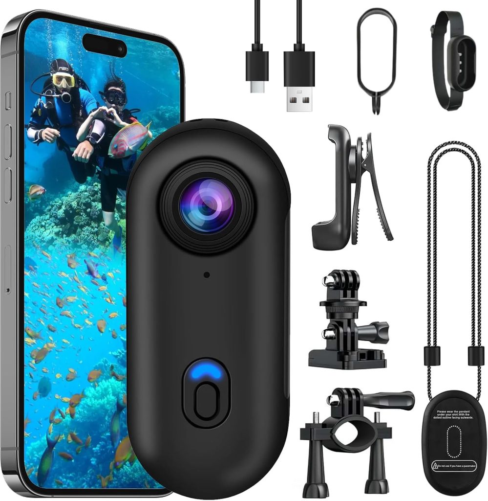 OBEST Action Camera 4K 360° Motorcycle Helmet Cam,Mini Bodycam POV Cam