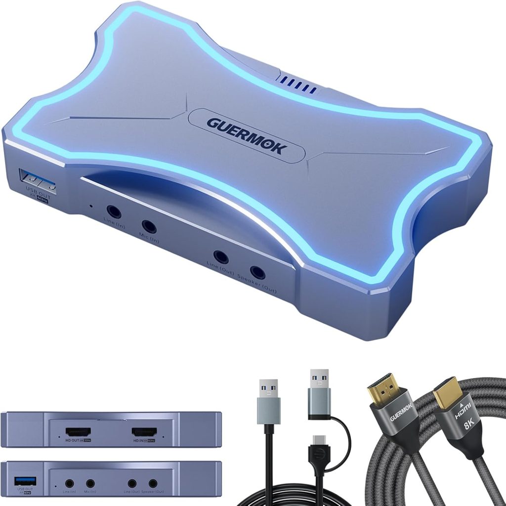 4K@60Hz/ 2K@120Hz HDMI Video Capture Card with Touch LED, USB 3.0