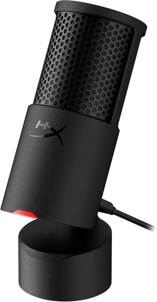 HyperX SoloCast 2 – Gaming USB Condenser Mic for PC | USB-C to USB-A | Built-in Pop Filter | Internal Shock Mount | Plug and Play | 24-bit / 96kHz | Compact Tiltable Stand | Black