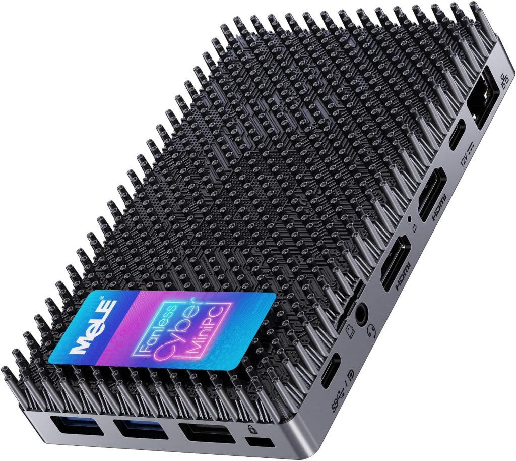 MeLE Cyber X1 Fanless Mini PC, N150 16GB 512GB, Dual HDMI, USBC Dispaly