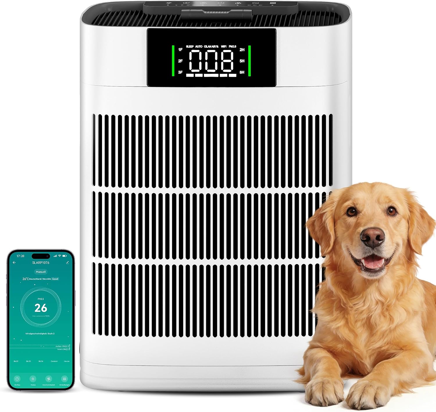 Smart HEPA Air Purifier for Bedroom Home 60m²,4 Layer Filter