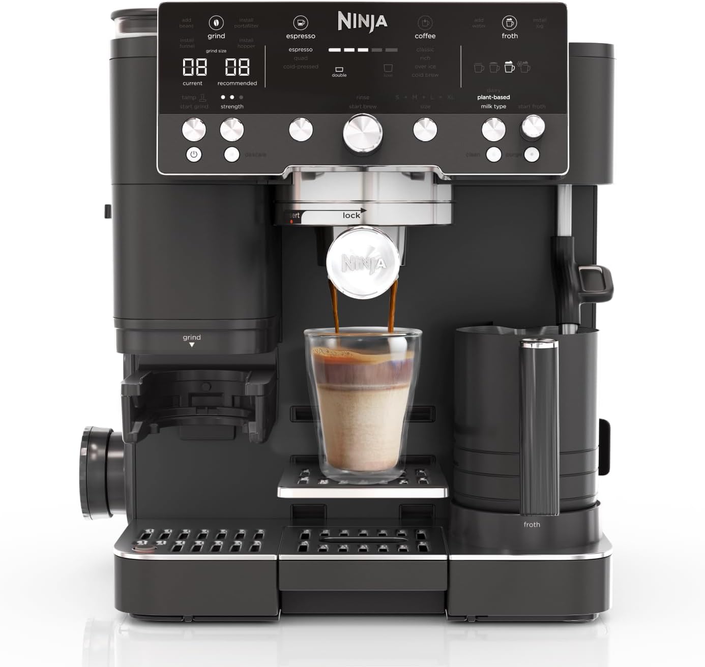 Ninja Luxe Premier 3-in-1 Coffee Machine, Cappuccino, Black ES601UKBK