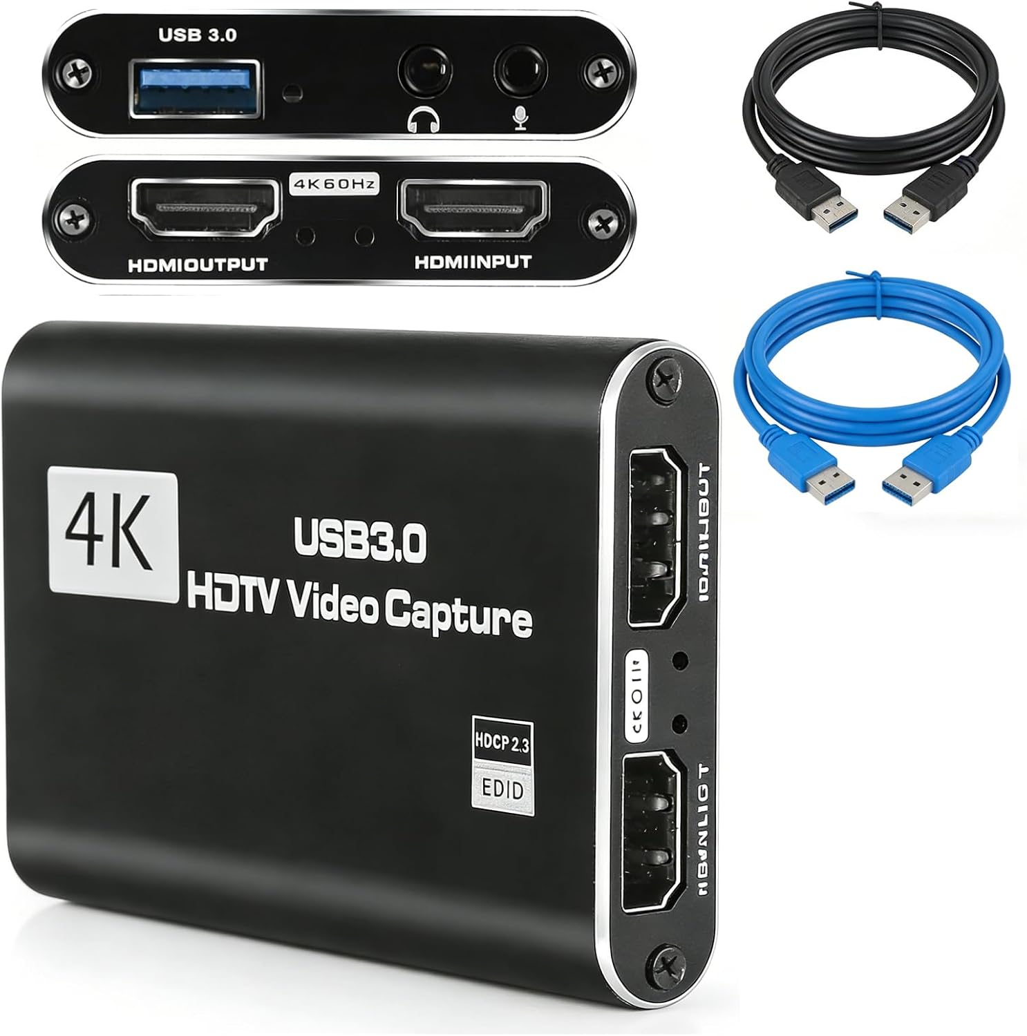 4K/1080P 60FPS HDMI Capture Card with Mic - USB Video Recorder for Gaming & Streaming