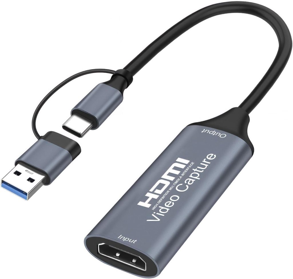 Video Capture Card 4K HDMI to USB 3.0/Type C Adapter for Streaming xbox