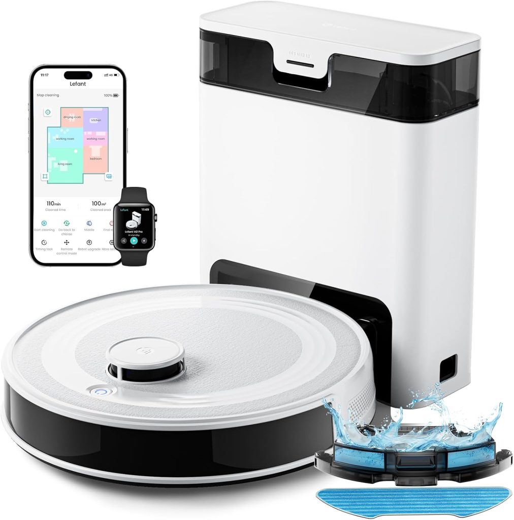 Lefant M2 Pro Robot Vacuum Cleaner with Mop — 90-Day Bagless Self-Emptying