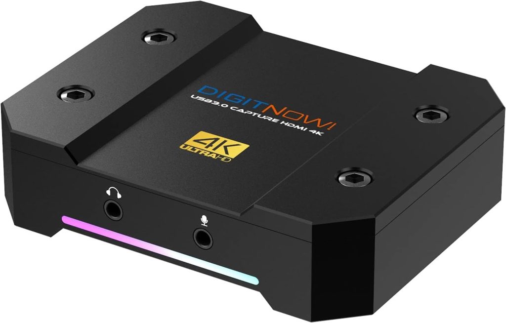 Video Capture Card USB 3.0, 4K 60Hz HD Resolution HDMI Capture Cards for Live Streaming and Recording, Zero-Lag Passthrough Works with Nintendo Switch Xbox PS5 PS4 Games