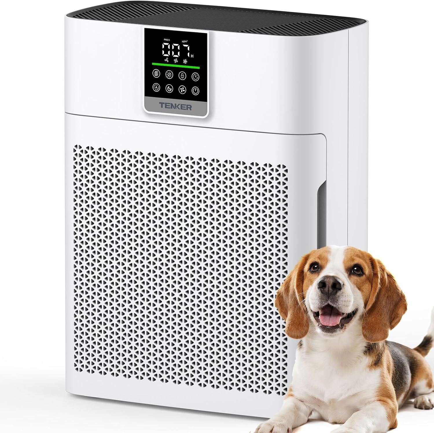 Air Purifier for Home and Bedroom up to 2180 ft², CADR 200 m³/h, TENKER HEPA Air Cleaner with PM2.5 Monitor, Auto Mode, Washable Pre-Filter & HEPA Filter for Pollen, Dust, Smoke & Pet Odours–AP2410