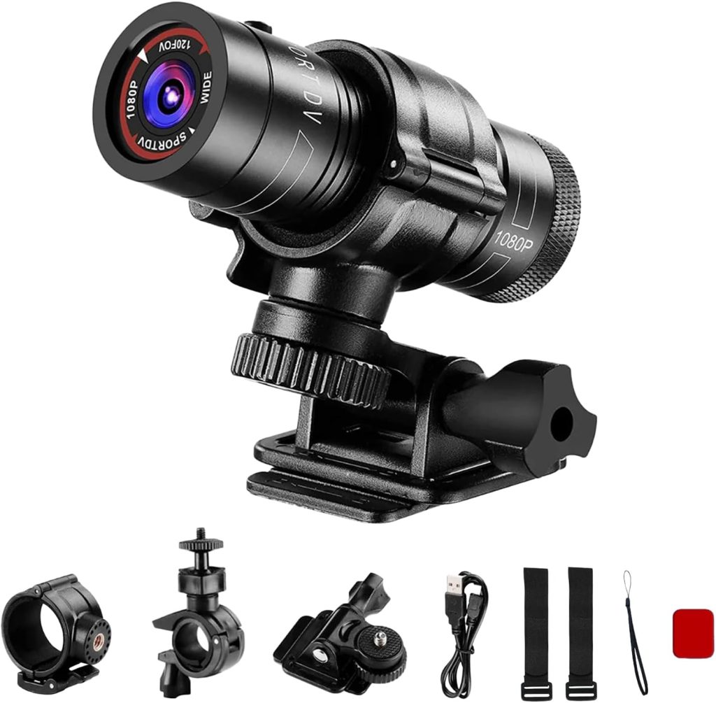 Motorcycle Helmet Camera, HD 1080P Bike Helmet Camera, Mini Action Camera for Cars, Bicycle, Motorbike & Sports Helmet