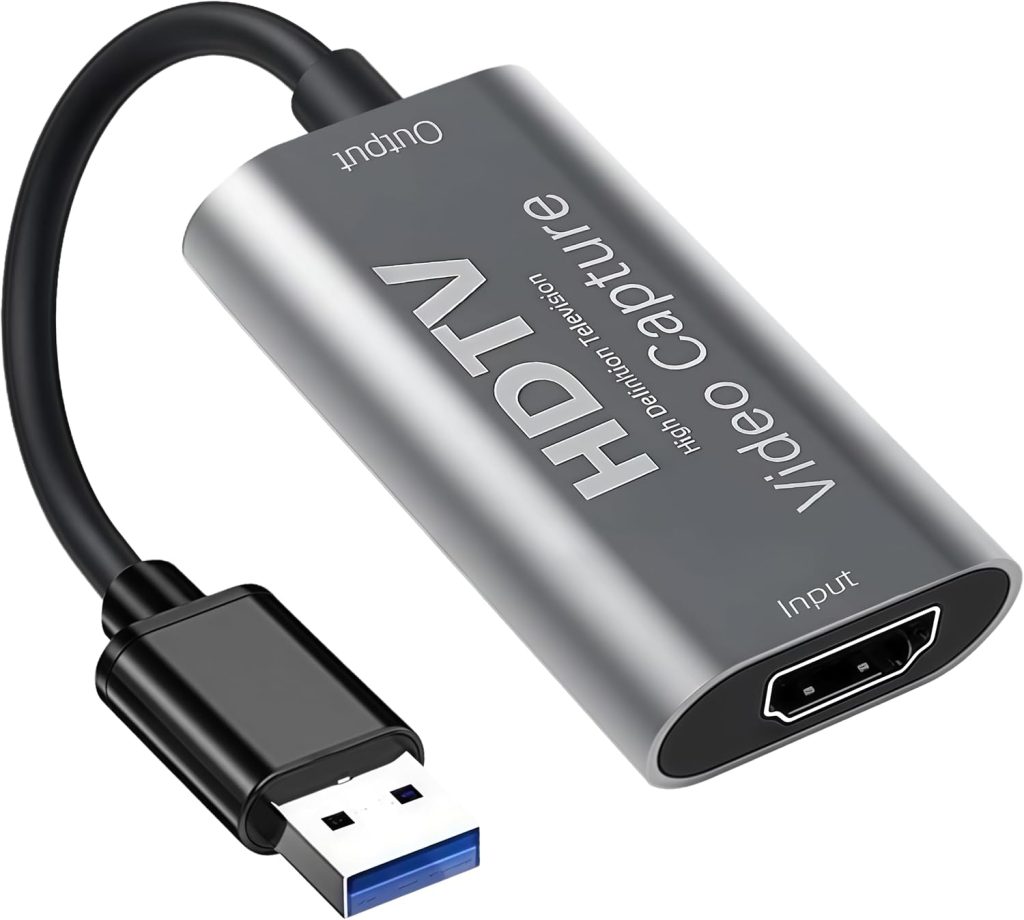 Video Capture Card, 4K HDMI to USB capture card, Full HD 1080p video capture device, HDMI Video Game Capture for OBS, Plug and Play, for Windows and Mac OS, Game and Recording, Calls
