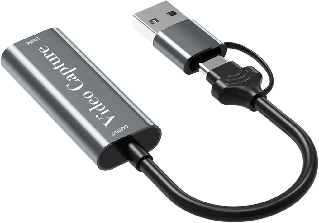 Video Capture Card, 4K HD to USB HD Video Capture Device Compatible with Capture Card Nintendo Switch, for Editing Video/Games/Streaming/Online Teaching/Calls/Recording(silver)