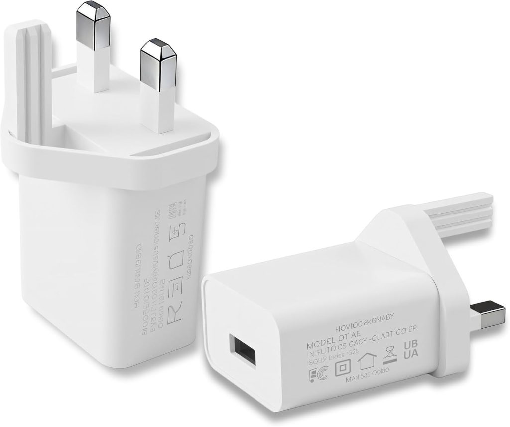 2 Pack 5V 2A USB Plug Adapter UK, 10W Fast USB Wall Charger, Compact 1-Port