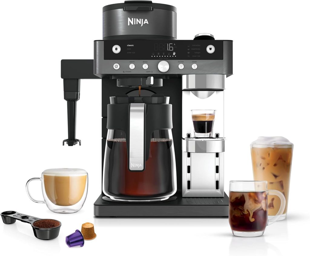 Ninja Prestige Filter Coffee & Pod Capsule Machine, Gunmetal CFN802UKGM
