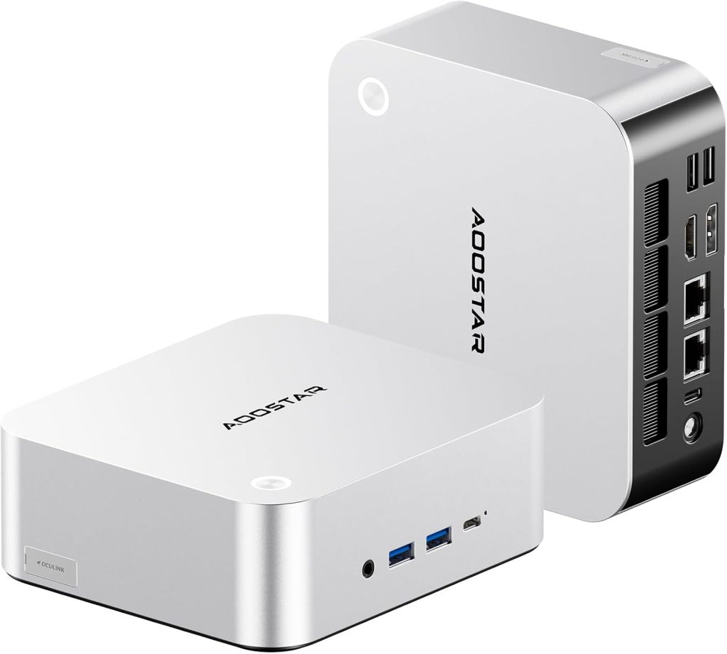 AOOSTAR MACO Mini PC gaming R7 6850H (8C/16T 4.70Ghz),24GB LPDDR5-6400Mhz RAM 1TB PCIE4.0 NVME SSD mini computer,3 *M.2 Slots,Dual USB4+Oculink, Quad Display 8k@60Hz,6 USB ports,Fingerprint unlock