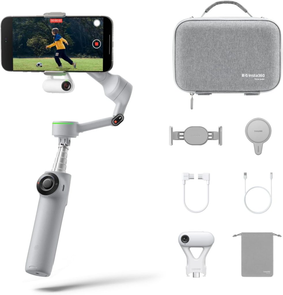 Insta360 Flow 2 Pro Ultimate Creator Bundle Grey - Gimbal Stabilizer for Phone, iPhone/Android Phone Gimbal, Native Tracking with Apple DockKit, AI Tracking Gimbal, 360° Rotation, Tripod/Selfie Stick