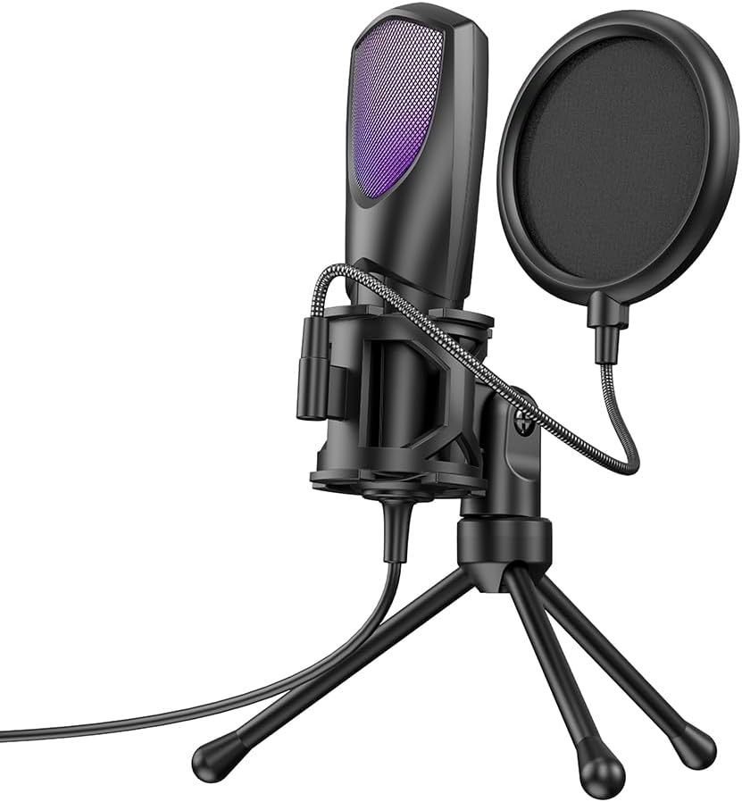 Desktop USB Condenser Microphone RGB for Gaming, Karaoke, Live Streaming, Video Conference