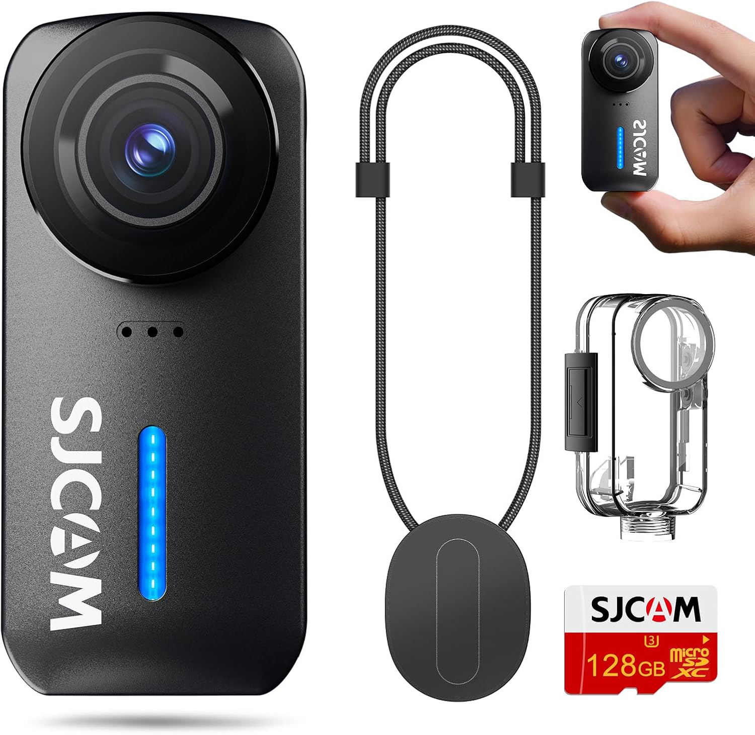 SJCAM C110 Plus Mini Body Camera, with 128GB Card, 4K 170° Fov|Bodycam with Audio & Video Recording, 6-axis Stabilisation,8x Zoom,30M Waterproof Pocket Action Cam Vlogging Camera,f/1.8 POV Cam, Black