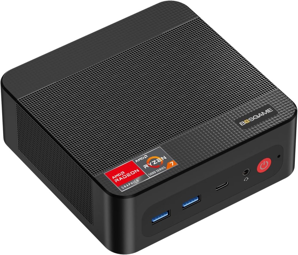 BOSGAME P4 Ulrta Mini PC Ryzen 7 7730U (Upgraded 5825U), 8C/16T, up to 4.5GHz, 16GB DDR4 512GB PCIe 4.0 SSD, Triple Display Desktop PC, WiFi 6E, BT5.2, Type-C