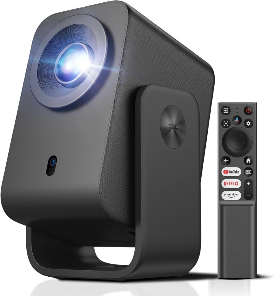 TCL C1 Portable Projector for Home Cinema & Bedroom, Native 1080P 4K Supported Mini Projector, Licensed Google TV & Netflix, WiFi, Bluetooth, Auto Focus Smart Projector