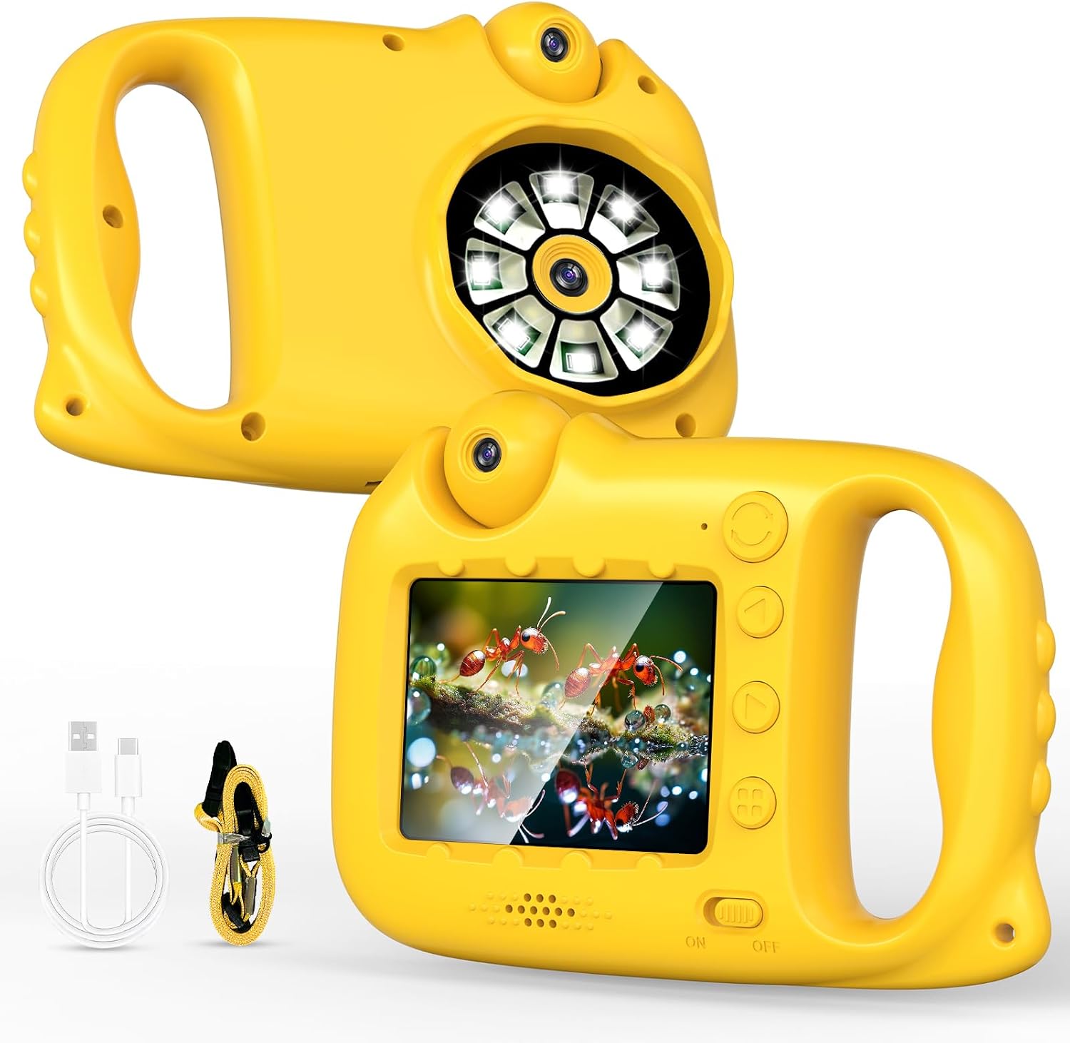 Microscope,Kids Camera,2in1,1000x Handheld Digital Microscope For Kids,1080P Video Camcorder,2.4" IPS Screen,Christmas Birthday Gifts Toys for Boys & Girls Aged 3-12