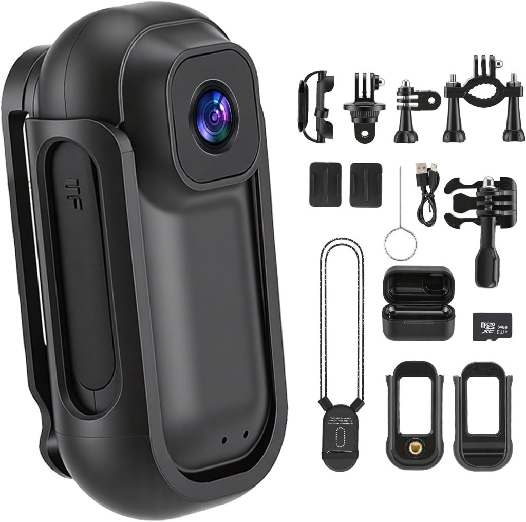 4K Action Cam, Mini Body Cam with 180° Rotating Screen, 30m Waterproof Underwater Camera, WiFi Camera, Vlog&POV Camera, Hands-Free Magnetic Action Camera for Sports Motorcycle Bicycle Riding