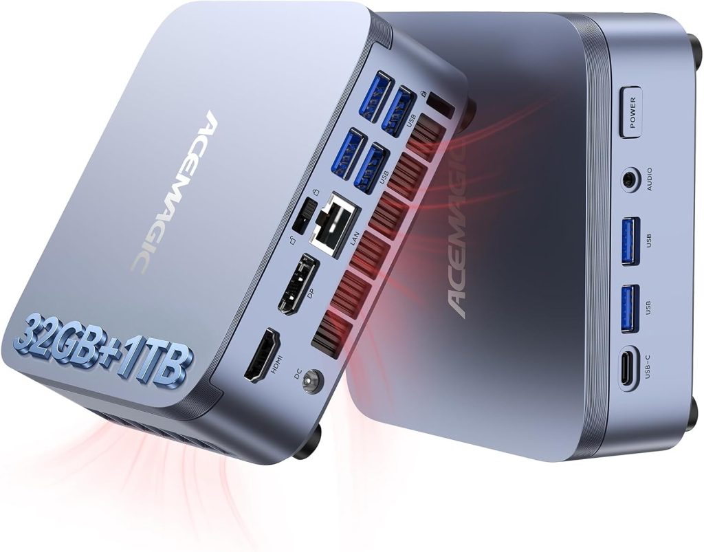 ACEMAGIC M5 Mini PC Core i9-14900HX(24C/32T, up to 5.8GHz), 32GB DDR4 1TB NVMe PCIe4.0 SSD Mini Computer, Windows 11Pro BT5.2 WiFi6 HDMI Desktop, Support Triple 4K Display/Casual Gaming/Office/Home