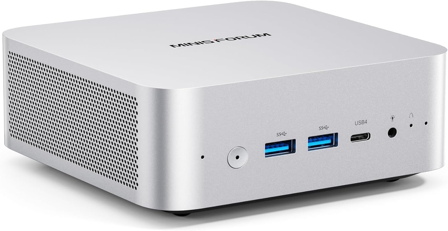 MINISFORUM AI X1-255 Mini PC AMD Ryzen 7 255 (8C/16T, up to 4,9 GHz), 32 GB DDR5 RAM 512 GB M.2 SSD,HDMI/DP/USB4 (4K@120 Hz), Dual Speaker/DMIC,USB-A X 3, 2.5G LAN, Wi-Fi 7/BT5.4