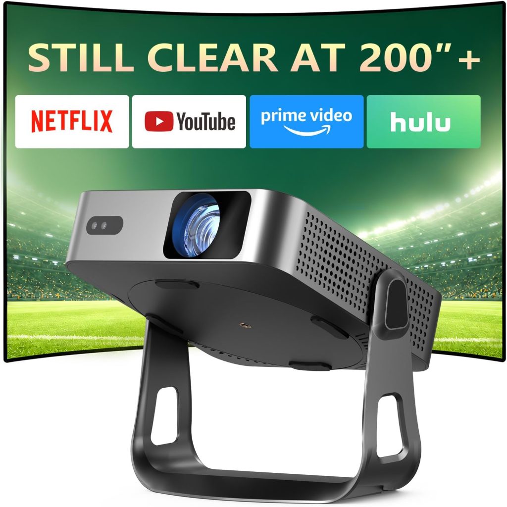 【Officially-Licensed APP & Thinnest Design】Mini Projector 4K with Auto Focus & Keystone, VOPLLS 1100ANSI WiFi Bluetooth 1080P FHD Portable Projector, Smart Moive Projectors for Bedroom/Outdoor/Phone