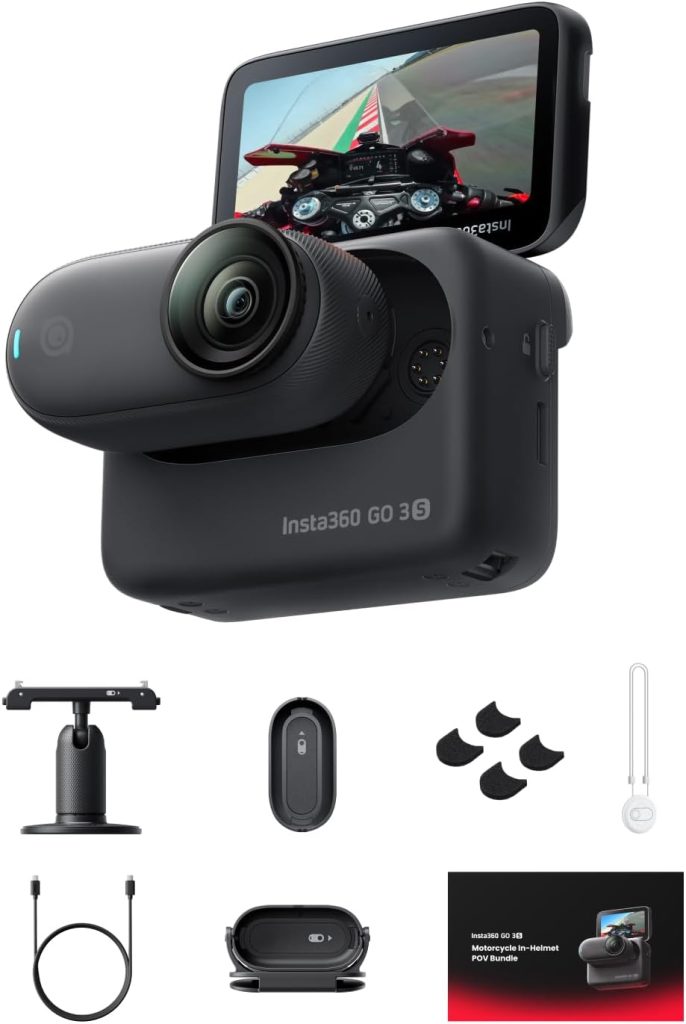 Insta360 GO 3S Motorcycle In-Helmet POV Bundle - 4K Vlogging Camera, Tiny