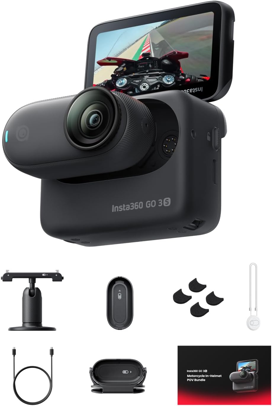 Insta360 GO 3S Motorcycle In-Helmet POV Bundle - 4K Vlogging Camera, Tiny