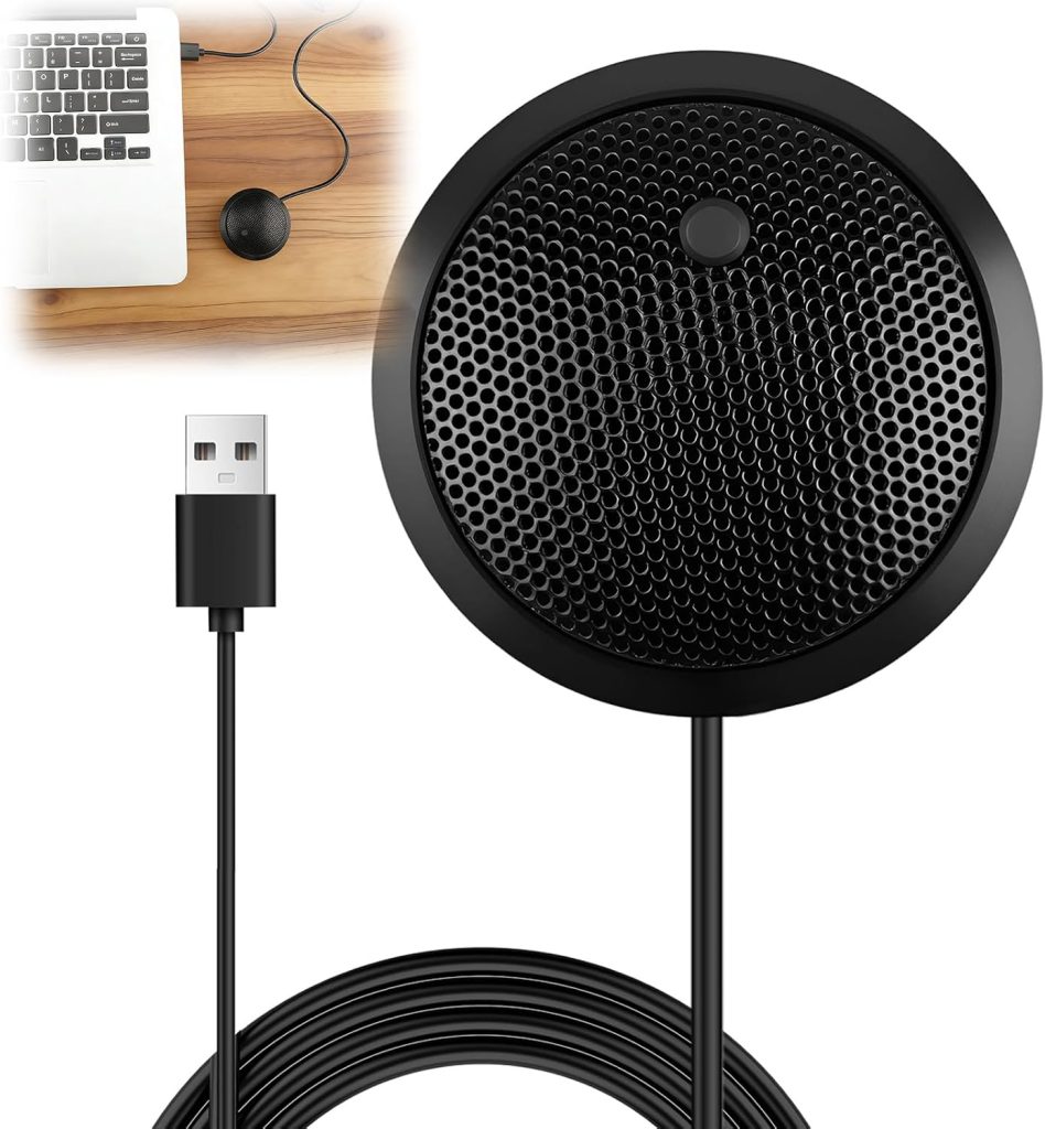 2M USB Microphone for Computer, USB Conference Mic, 360° Omnidirectional