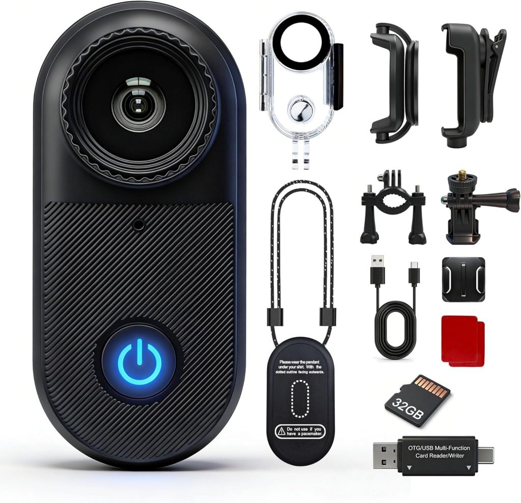 2.7K Mini Body Camera, 10M Waterproof, Black