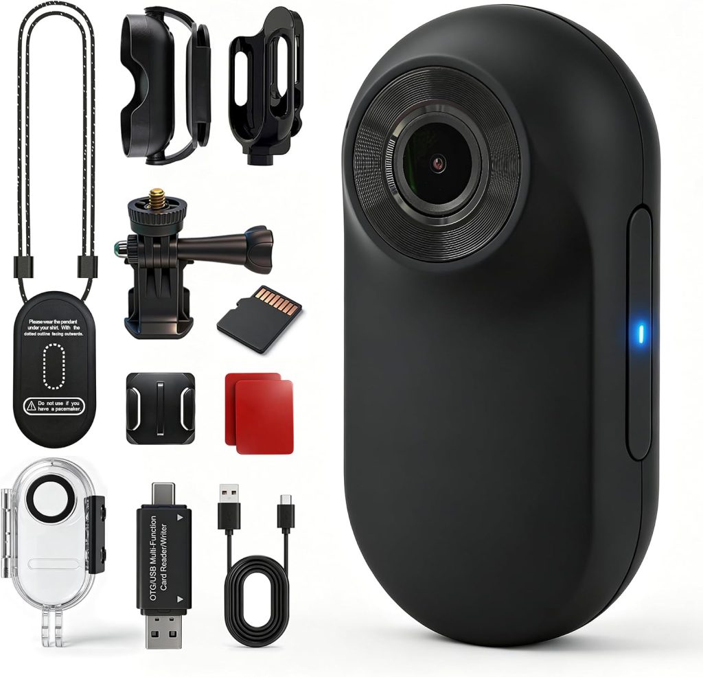 Mini Body Camera with Waterproof Case, 0.92 oz Action Camera,Ebony