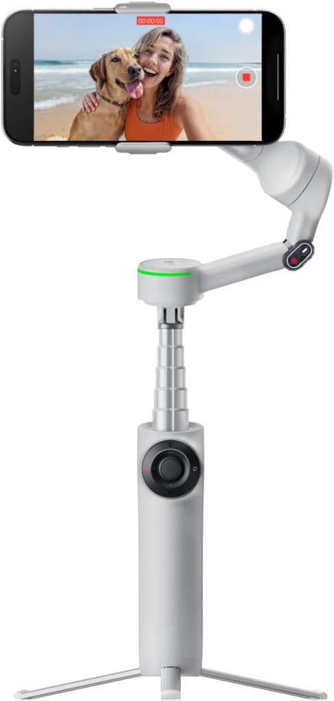 Insta360 Flow 2 Pro, Gimbal and Stabilizer for Vlogs/Travel, Tripod/Selfie Stick for AI Phones with Apple DockKit, 360° Panoramic Tracking, Pack Creator Gray