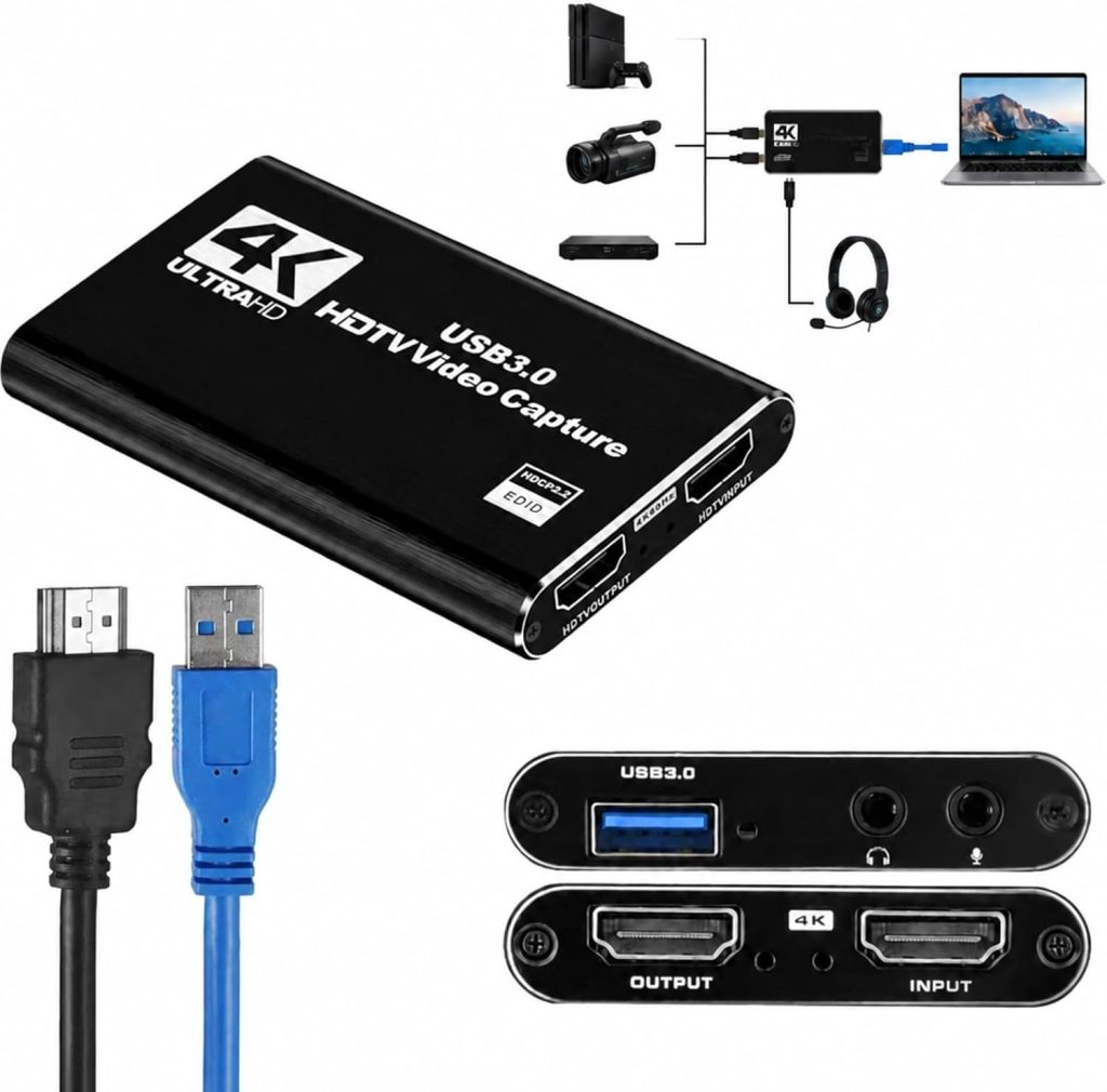 Video Capture Card, HDMI Capture Card with USB 3.0, 4K HDMI Loop-Out