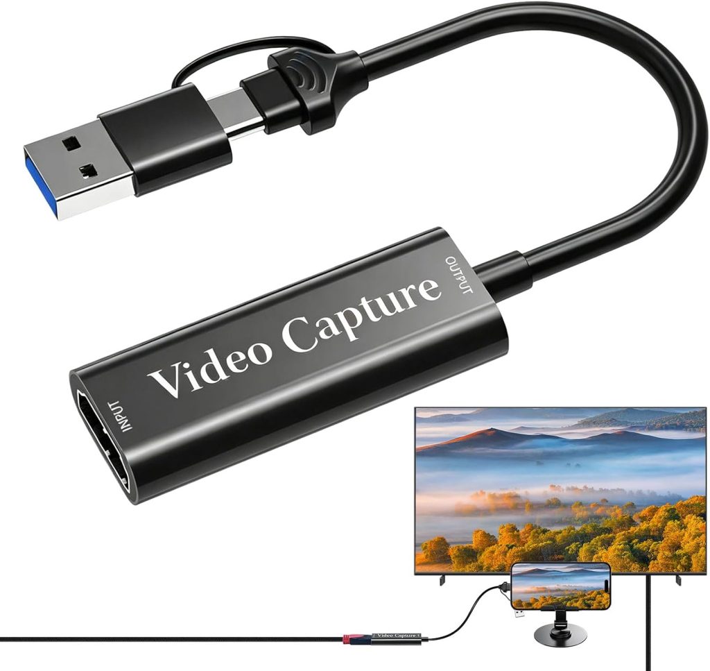 for Capture Card Nintendo Switch 4K Low Latency HD HDMI Capture Card, HDMI Video Captures Device with Livebroadcasting/Editing Video/Games/Streaming, Compatible for Switch, PS4/5(Black)