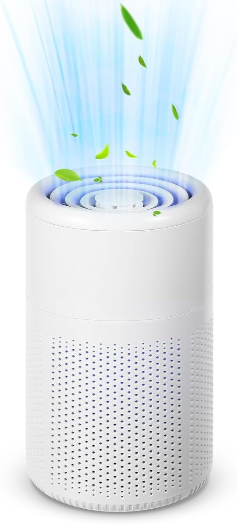 Pet Air Purifier for Bedroom, Small Odour Eliminator with 20dB Quiet HEPA Filter, Portable Desktop Air Cleaner for Home Office Kitchen – USB Plug-in, Dust Remover