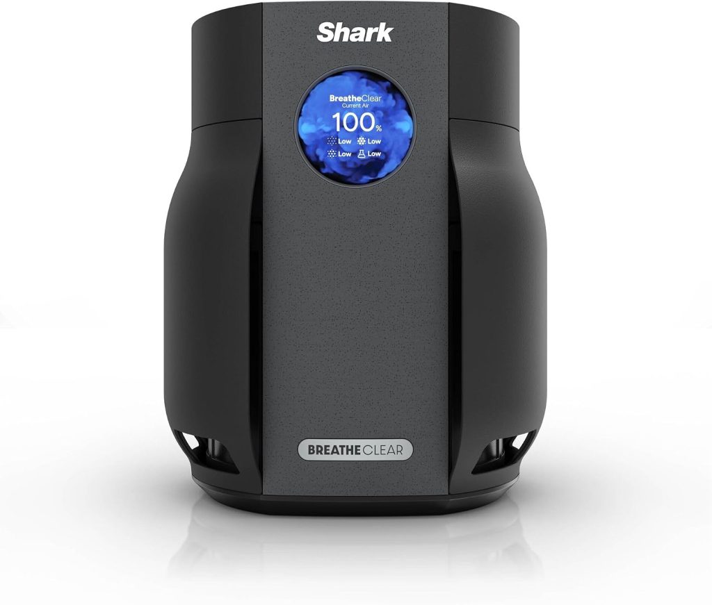 Shark BreatheClear Compact Air Purifier with NeverChange6 Exceeds HEPA Filter Standards, Automatic Sensing, Small Room Coverage, Charcoal, HP062UKBK