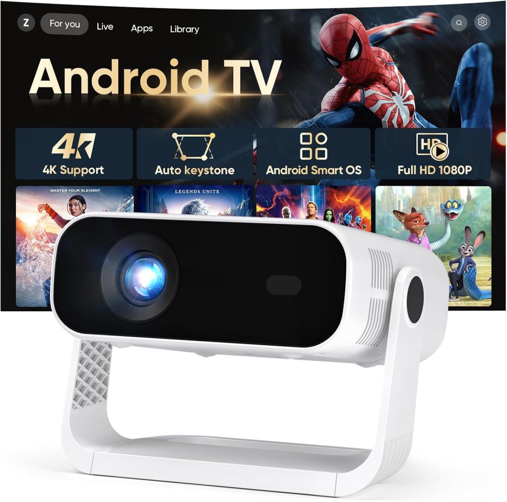 2026 New Smart Projector Built-in Apps Android 14 Native 1080P 4K Supported