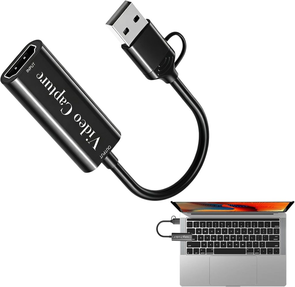 HDMI to USB Video Capture Card, Video Capture Device, HDMI Video Capture Card for Nintendo Switch and Gaming Streaming with Plug and Play Function