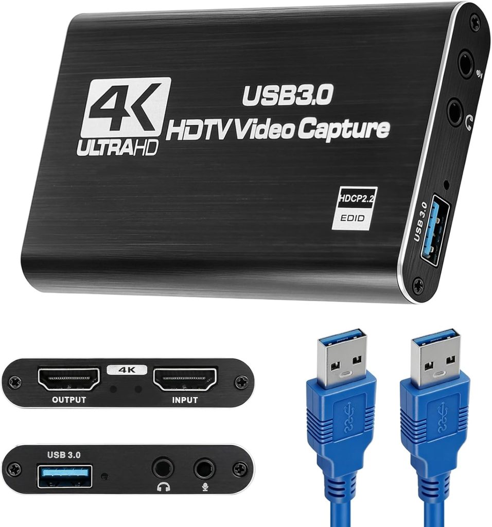 4K HDMI Video Capture Card USB 3.0, 1080P 60FPS Capture Device