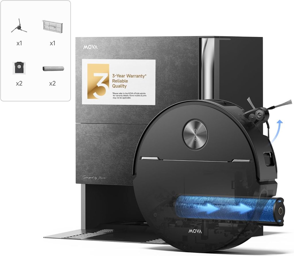 MOVA Z70 Ultra Roller Complete Robot Vacuum,Black Fresh Water, 36000Pa